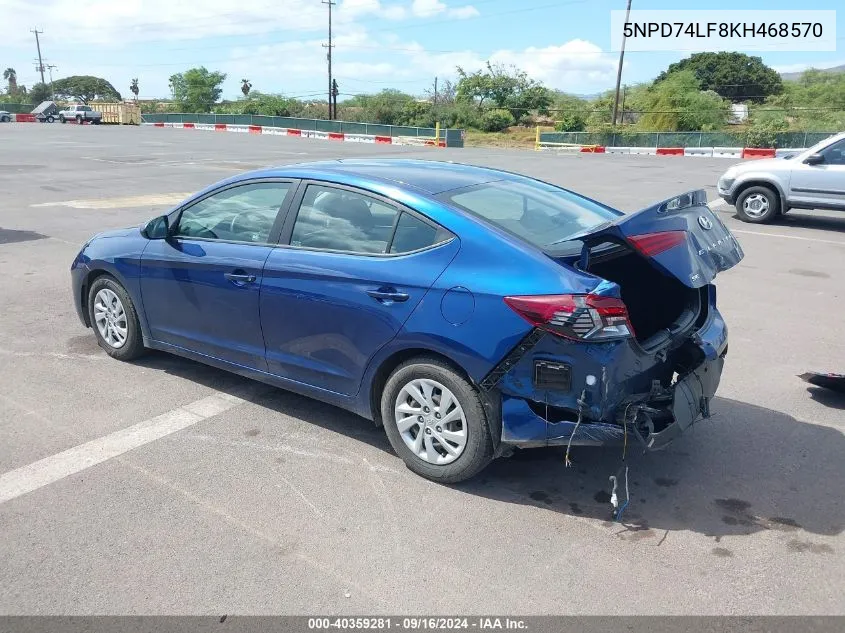 2019 Hyundai Elantra Se VIN: 5NPD74LF8KH468570 Lot: 40359281