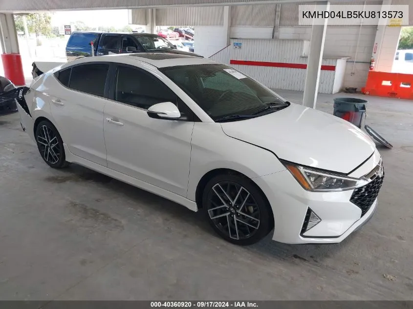 2019 Hyundai Elantra Sport VIN: KMHD04LB5KU813573 Lot: 40360920