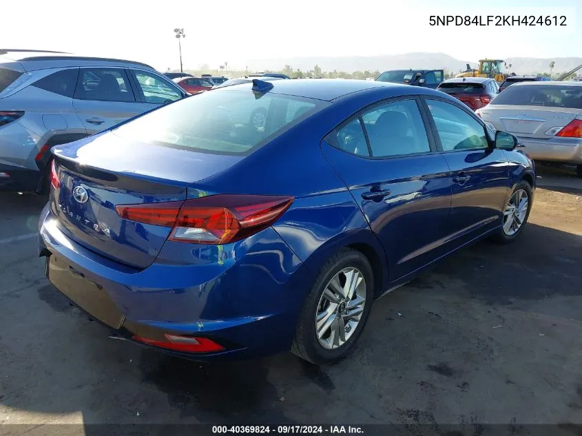 2019 Hyundai Elantra Sel VIN: 5NPD84LF2KH424612 Lot: 40369824