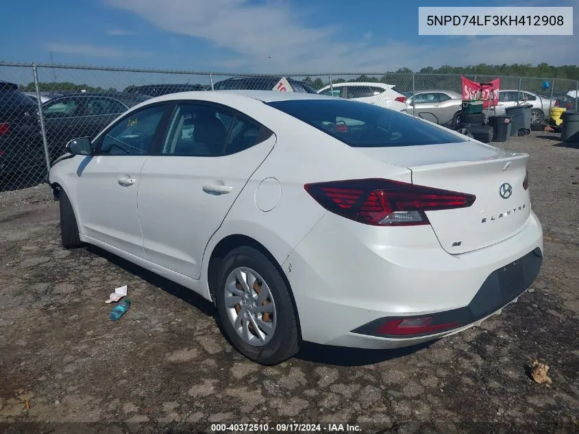 5NPD74LF3KH412908 2019 Hyundai Elantra Se