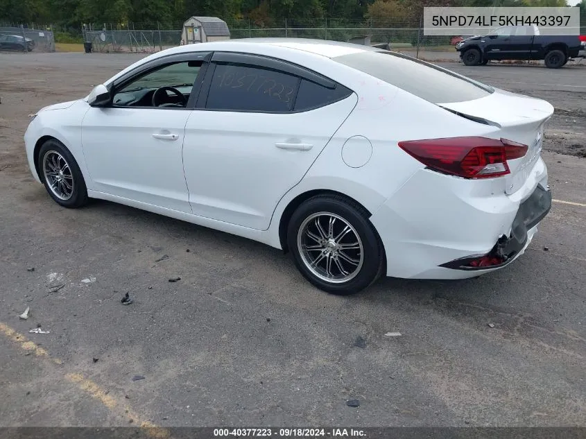 2019 Hyundai Elantra Se VIN: 5NPD74LF5KH443397 Lot: 40377223