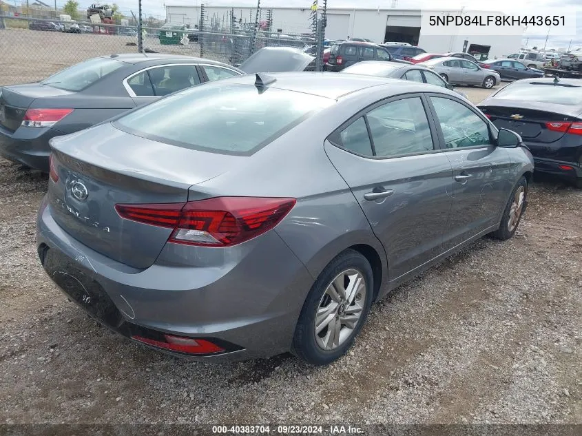 2019 Hyundai Elantra Sel VIN: 5NPD84LF8KH443651 Lot: 40383704