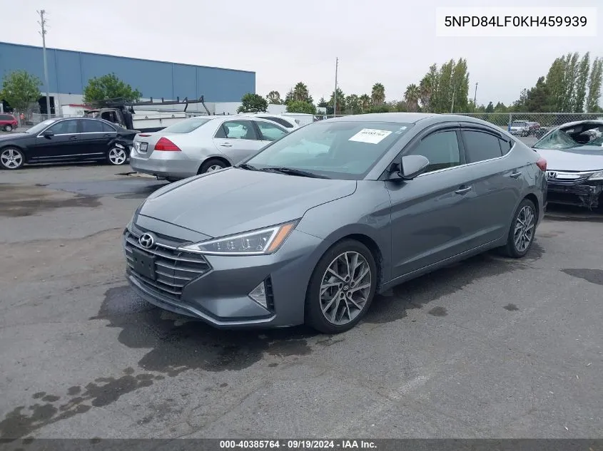 2019 Hyundai Elantra Limited VIN: 5NPD84LF0KH459939 Lot: 40385764