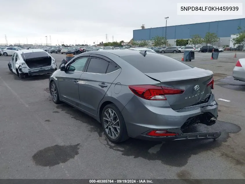 2019 Hyundai Elantra Limited VIN: 5NPD84LF0KH459939 Lot: 40385764