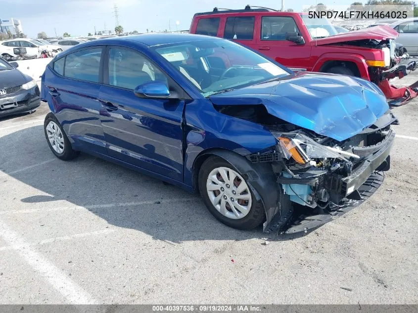 5NPD74LF7KH464025 2019 Hyundai Elantra Se