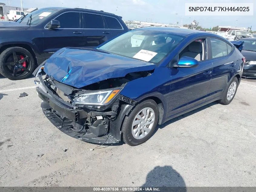 5NPD74LF7KH464025 2019 Hyundai Elantra Se