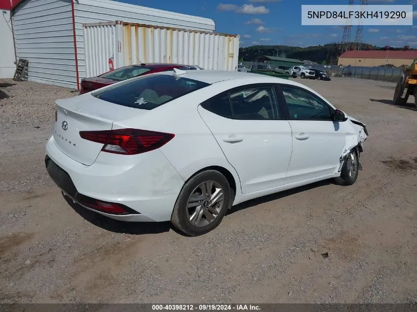 2019 Hyundai Elantra Sel VIN: 5NPD84LF3KH419290 Lot: 40398212