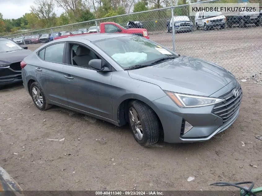 2019 Hyundai Elantra Sel VIN: KMHD84LF1KU767526 Lot: 40411340