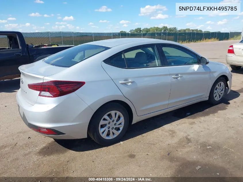 2019 Hyundai Elantra Se VIN: 5NPD74LFXKH495785 Lot: 40415308