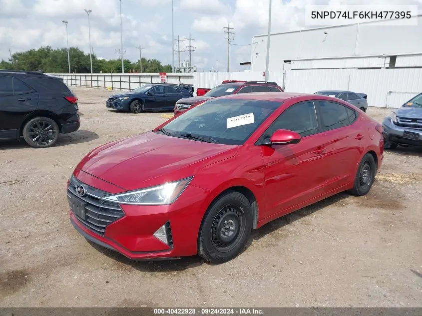 2019 Hyundai Elantra Se VIN: 5NPD74LF6KH477395 Lot: 40422928