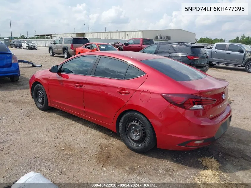 2019 Hyundai Elantra Se VIN: 5NPD74LF6KH477395 Lot: 40422928