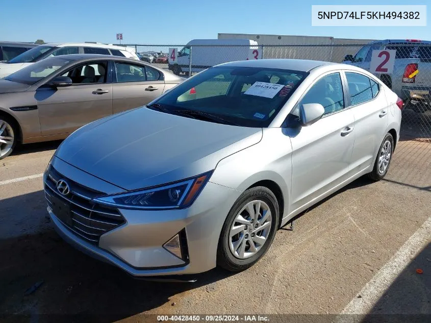 5NPD74LF5KH494382 2019 Hyundai Elantra Se