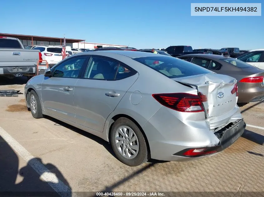 5NPD74LF5KH494382 2019 Hyundai Elantra Se