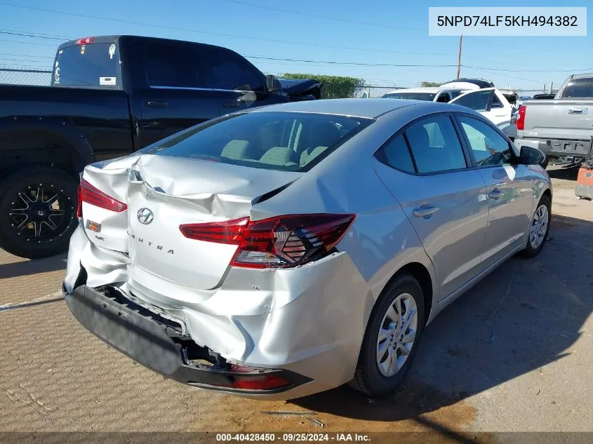 5NPD74LF5KH494382 2019 Hyundai Elantra Se