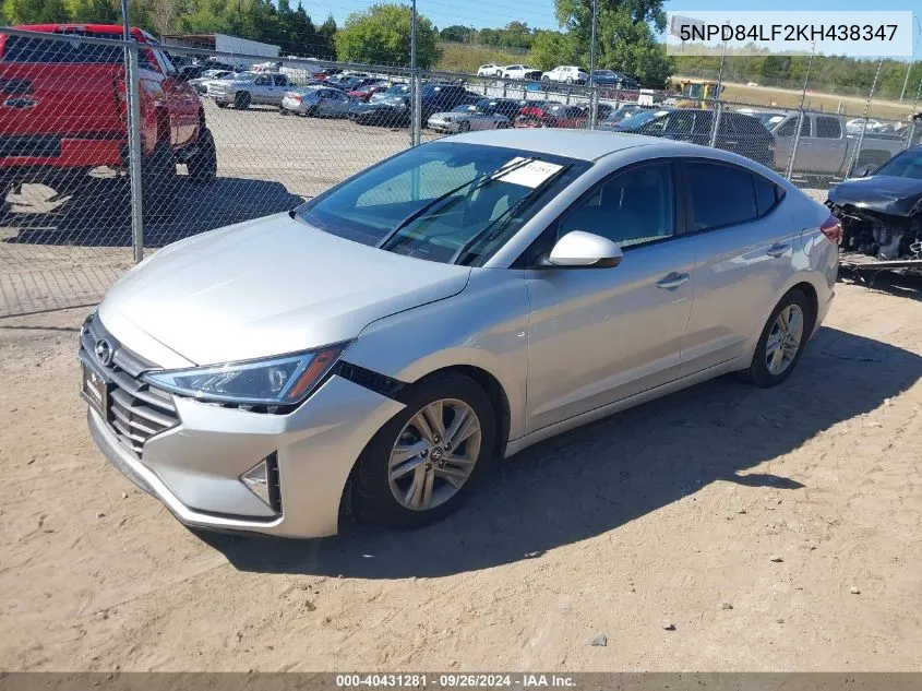 2019 Hyundai Elantra Sel VIN: 5NPD84LF2KH438347 Lot: 40431281