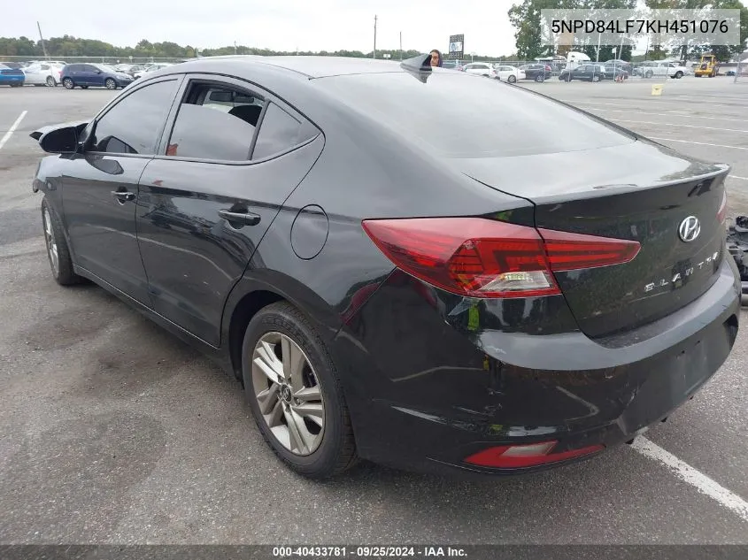 2019 Hyundai Elantra Sel VIN: 5NPD84LF7KH451076 Lot: 40433781