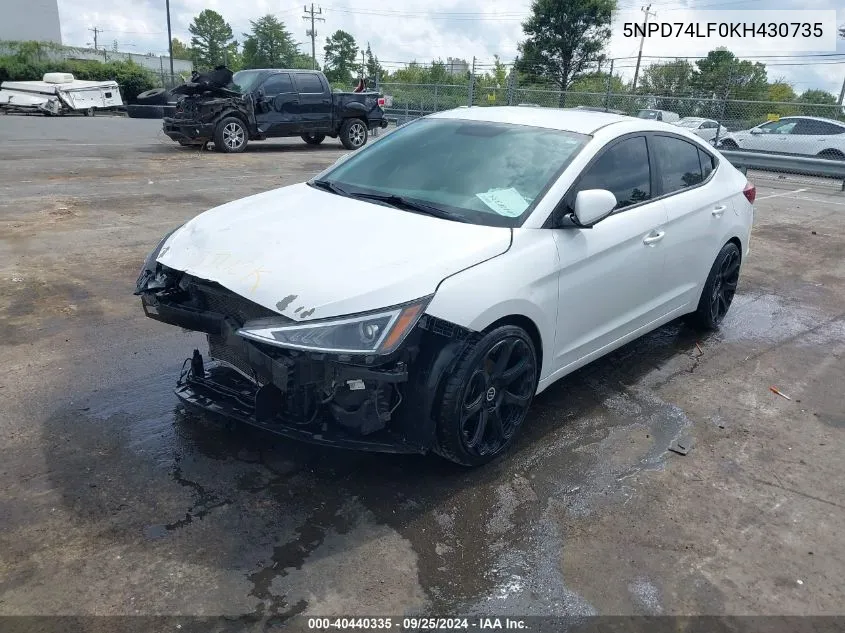 5NPD74LF0KH430735 2019 Hyundai Elantra Se