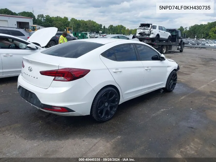 5NPD74LF0KH430735 2019 Hyundai Elantra Se