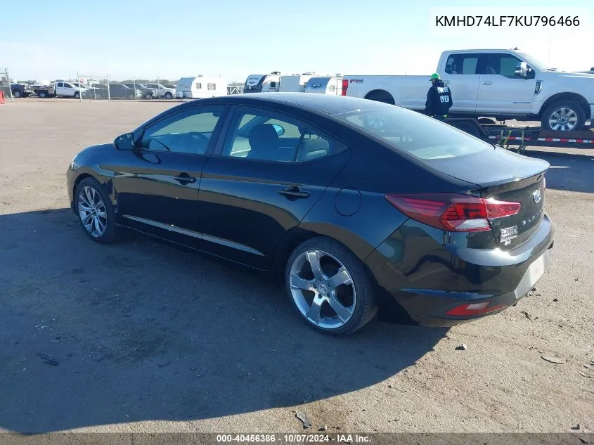 2019 Hyundai Elantra Se VIN: KMHD74LF7KU796466 Lot: 40456386