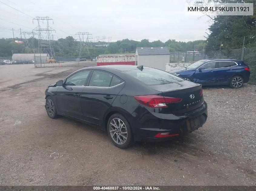 2019 Hyundai Elantra Limited VIN: KMHD84LF9KU811921 Lot: 40468837