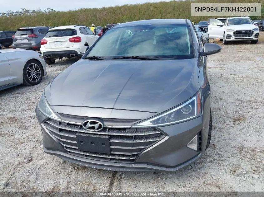 2019 Hyundai Elantra Sel VIN: 5NPD84LF7KH422001 Lot: 40473939