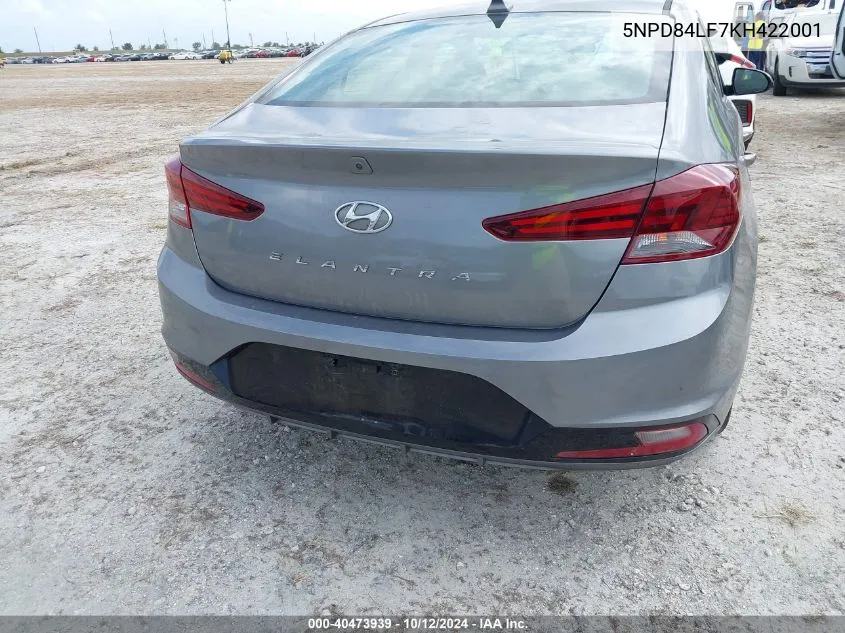 2019 Hyundai Elantra Sel VIN: 5NPD84LF7KH422001 Lot: 40473939