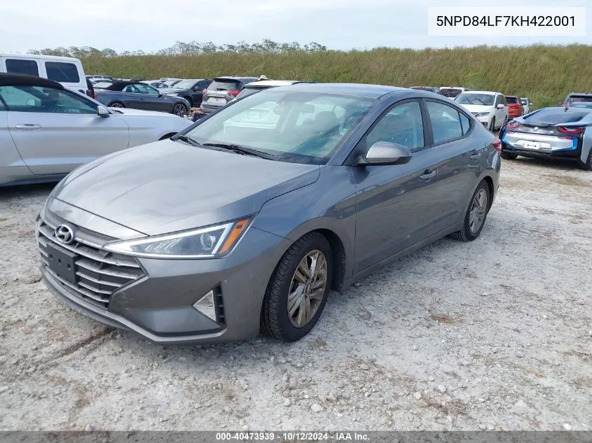 2019 Hyundai Elantra Sel VIN: 5NPD84LF7KH422001 Lot: 40473939