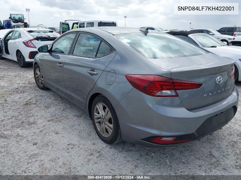 2019 Hyundai Elantra Sel VIN: 5NPD84LF7KH422001 Lot: 40473939