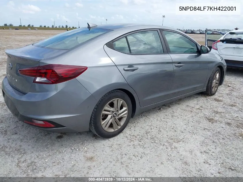 2019 Hyundai Elantra Sel VIN: 5NPD84LF7KH422001 Lot: 40473939