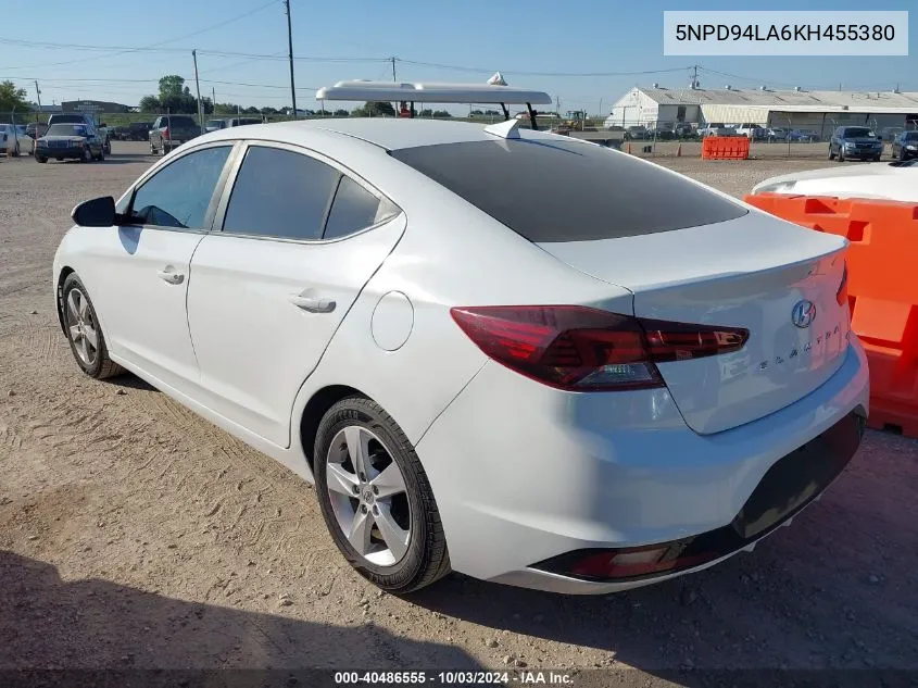 5NPD94LA6KH455380 2019 Hyundai Elantra Eco