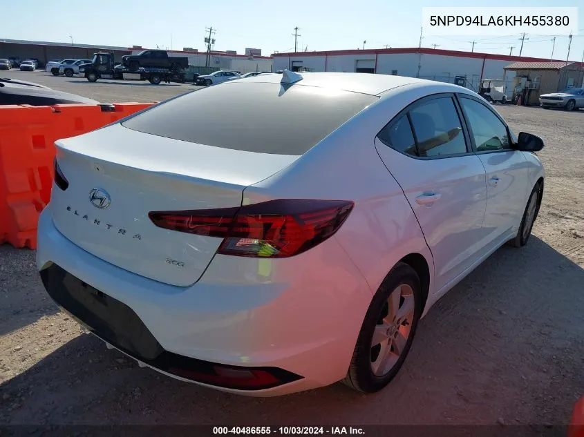 2019 Hyundai Elantra Eco VIN: 5NPD94LA6KH455380 Lot: 40486555