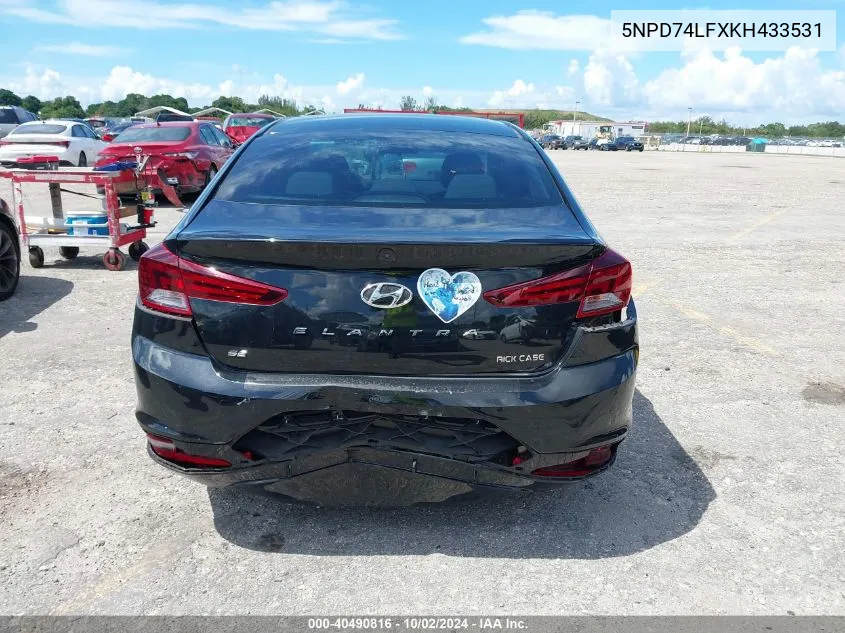 2019 Hyundai Elantra Se VIN: 5NPD74LFXKH433531 Lot: 40490816