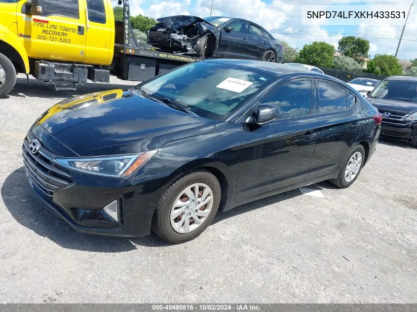 2019 Hyundai Elantra Se VIN: 5NPD74LFXKH433531 Lot: 40490816