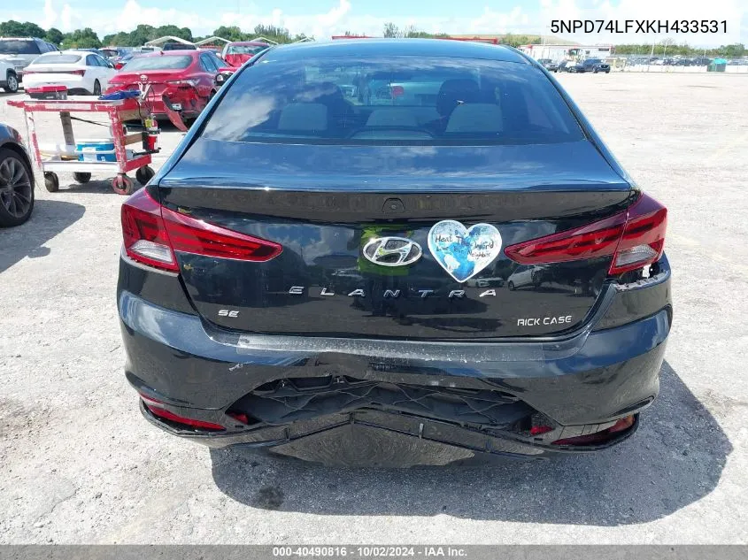 2019 Hyundai Elantra Se VIN: 5NPD74LFXKH433531 Lot: 40490816