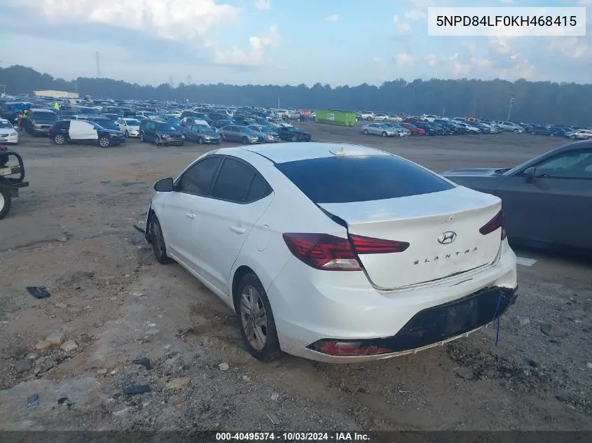 2019 Hyundai Elantra Sel VIN: 5NPD84LF0KH468415 Lot: 40495374