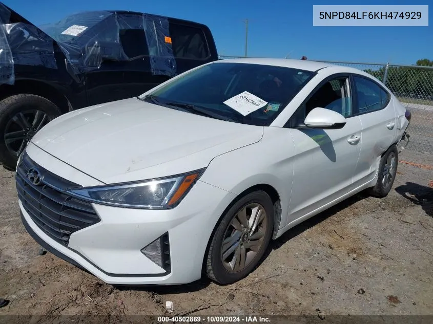 2019 Hyundai Elantra Sel VIN: 5NPD84LF6KH474929 Lot: 40502869