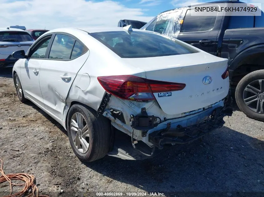 2019 Hyundai Elantra Sel VIN: 5NPD84LF6KH474929 Lot: 40502869