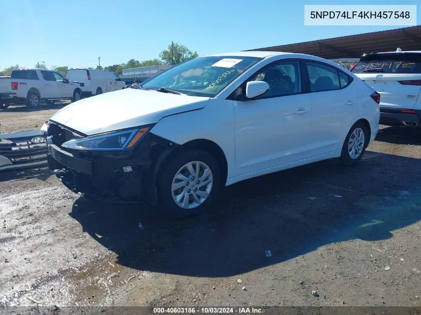 2019 Hyundai Elantra Se VIN: 5NPD74LF4KH457548 Lot: 40503186