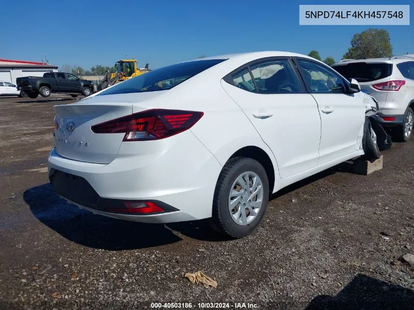 2019 Hyundai Elantra Se VIN: 5NPD74LF4KH457548 Lot: 40503186