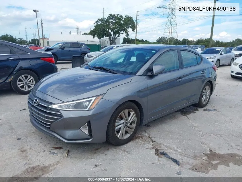 2019 Hyundai Elantra Sel VIN: 5NPD84LF0KH490138 Lot: 40504937