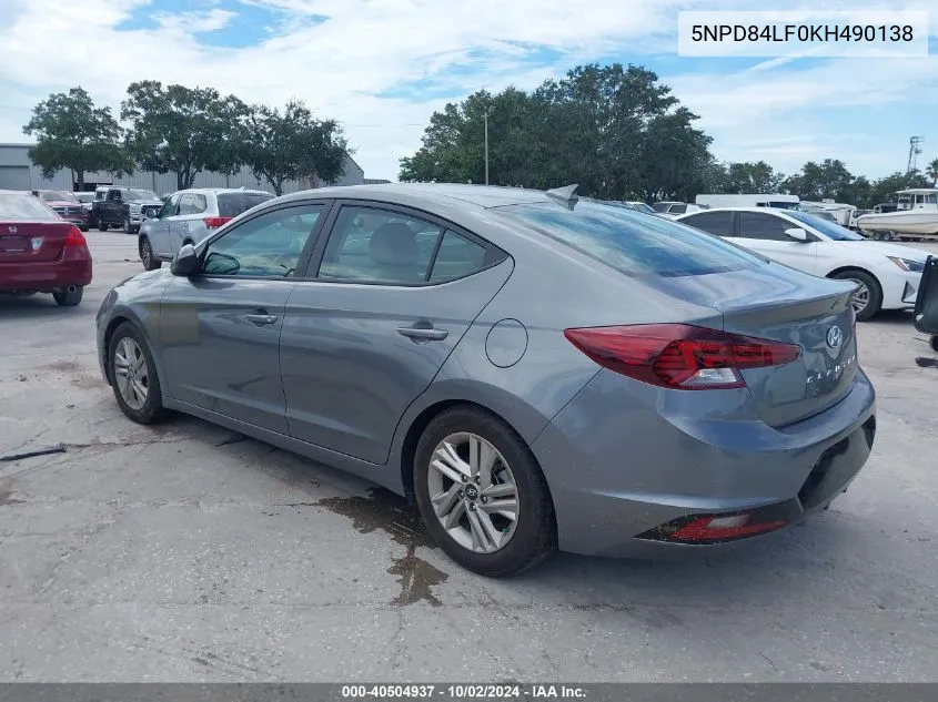 2019 Hyundai Elantra Sel VIN: 5NPD84LF0KH490138 Lot: 40504937