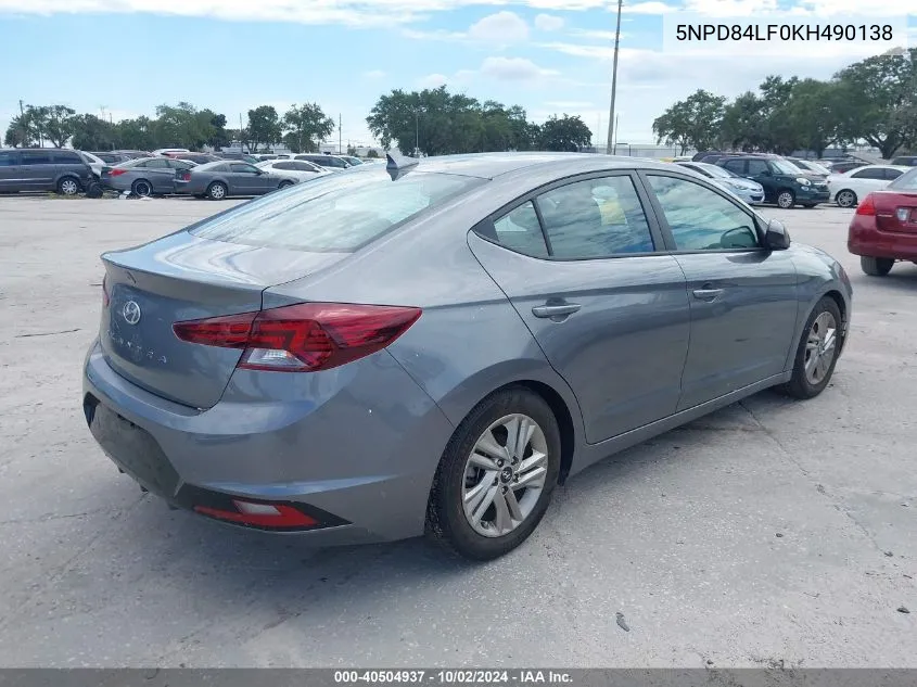 2019 Hyundai Elantra Sel VIN: 5NPD84LF0KH490138 Lot: 40504937