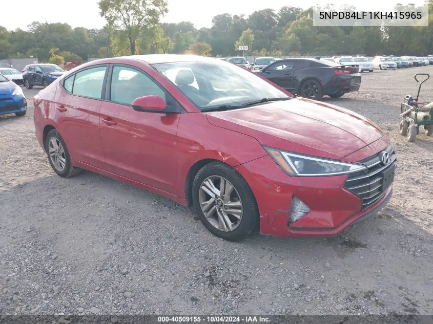 2019 Hyundai Elantra Sel VIN: 5NPD84LF1KH415965 Lot: 40509155