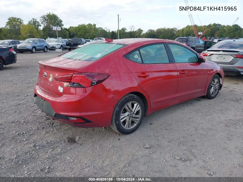 2019 Hyundai Elantra Sel VIN: 5NPD84LF1KH415965 Lot: 40509155