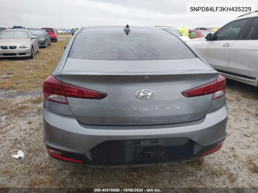 2019 Hyundai Elantra Sel/Value/Limited VIN: 5NPD84LF3KH435229 Lot: 40515658