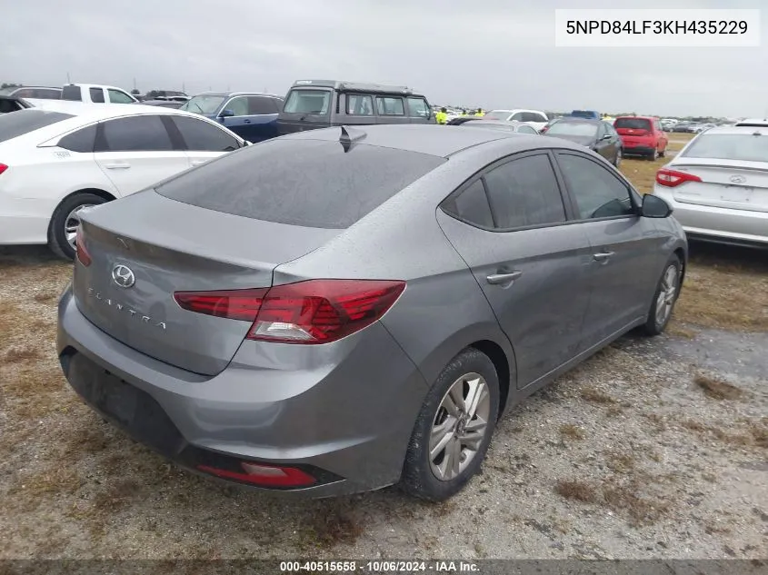 2019 Hyundai Elantra Sel/Value/Limited VIN: 5NPD84LF3KH435229 Lot: 40515658