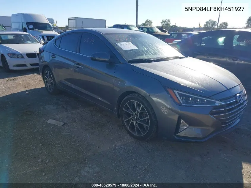 2019 Hyundai Elantra Limited VIN: 5NPD84LF8KH451927 Lot: 40520579