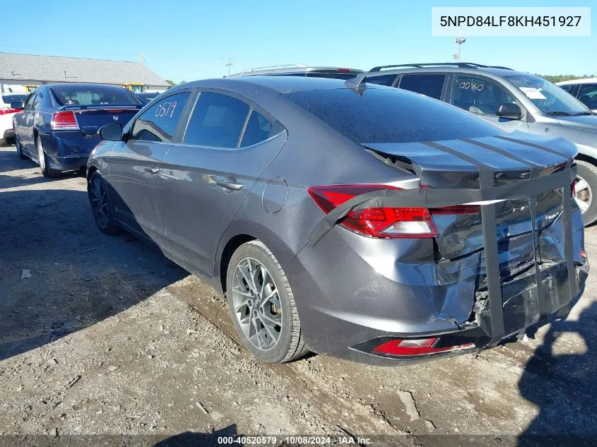 2019 Hyundai Elantra Limited VIN: 5NPD84LF8KH451927 Lot: 40520579