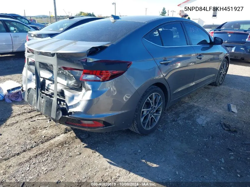 2019 Hyundai Elantra Limited VIN: 5NPD84LF8KH451927 Lot: 40520579