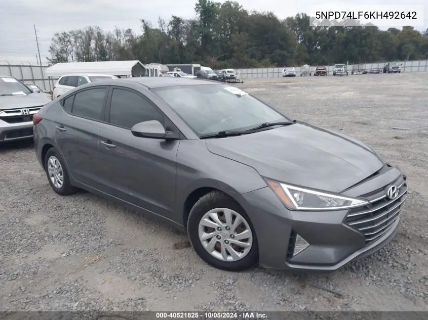 2019 Hyundai Elantra Se VIN: 5NPD74LF6KH492642 Lot: 40521825